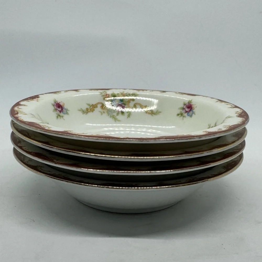1950s Harmony House China “Wembley” Pattern Soup Bowls Set of 4